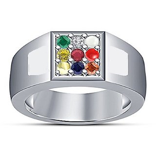                       Natural Lab certified Stones silver Navratan Ring by Ceylonmine                                              
