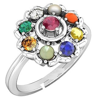                       Navratan Stones Ring in sterling silver by Ceylonmine                                              