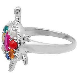                       Navratan Ring With Natural Silver Stones Ring by Ceylonmine                                              