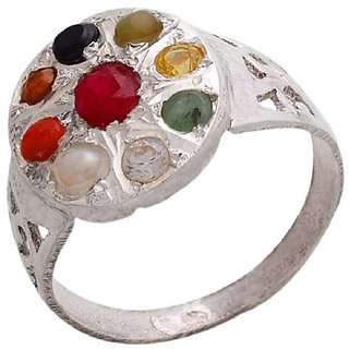                       Navratan Ring with lab Certified Silver Navratan Stones by Ceylonmine                                              