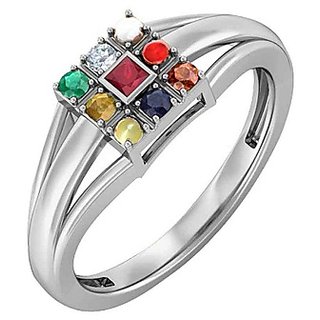                       Silver Original Navratan Stones Ring Lab Certified Stones by Ceylonmine                                              
