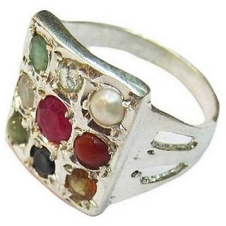                       Silver Navratan Adjustable Ring for unisex by Ceylonmine                                              
