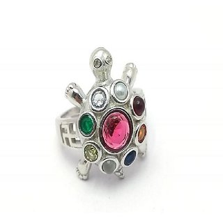                       Navratan Stones Silver Ring for unisex by Ceylonmine                                              