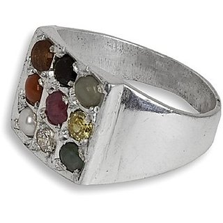                       Pure  Effective Navratan Stones Sterling Silver Ring by Ceylonmine                                              
