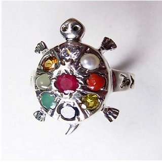                       Stones Navratan Silver Ring for unisex by Ceylonmine                                              