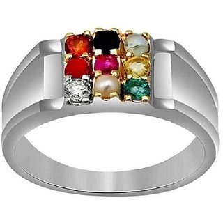                       Navratan original  lab certified Silver Ring for astrological purpose by Ceylonmine                                              