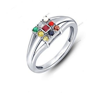                       Natural Navratan Silver Ring by Ceylonmine                                              