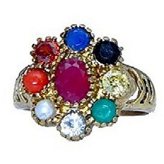                       Original  Lab Certified Navratan (Navghrah) Stones Silver Ring by Ceylonmine                                              