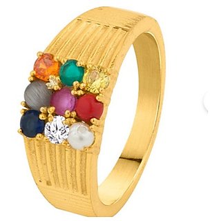                       Pure Navratan Stones Gold Plated Ring for unisex by Ceylonmine                                              