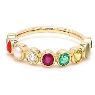                       Navratan Stones Gold Plated Ring for unisex by Ceylonmine                                              