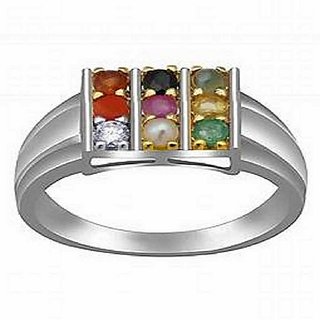                       Natural Lab certified Stones Silver Navratan Stones Ring  by Ceylonmine                                              