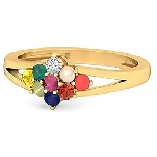                       Navratan original  lab certified Gold Plated Ring by Ceylonmine                                              
