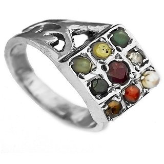                       Pure Navratan Stones Silver Ring by Ceylonmine                                              