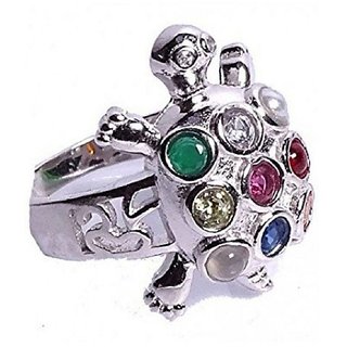                       Certified  Original Silver Navratan Stones Ring by Ceylonmine                                              