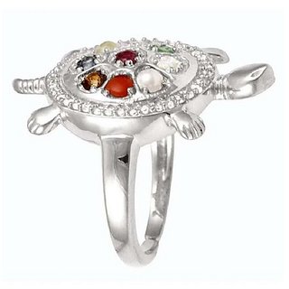                       Lab Certified Silver Navratan Stones Ring for unisex by Ceylonmine                                              