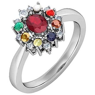                       Silver Navratan Stone Ring for unisex by Ceylonmine                                              