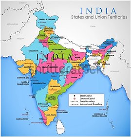Style UR Home - India Map Vivid 48 H X 40 W inches - wall poster