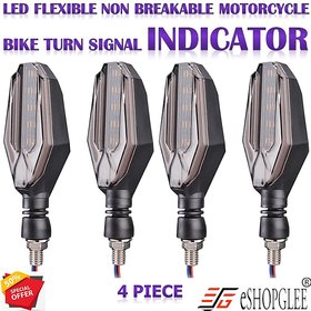 Eshopglee Bike Motorcycle Front Rear 4 PCs U Shaped LED Indicator / DRL Indicator (Blue  Yellow).