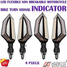 Eshopglee Bike Motorcycle Front Rear 4 PCs D Shaped LED Indicator / DRL Indicator (Blue  Yellow).