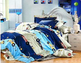 Shivi Creation Latest Cartoon Printed Glace Cotton for Kids Double Bedsheet with 2 Pillow Covers