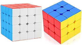 Aseenaa Combo of 3X3  4x4 Cube High Speed Puzzle Cubes Game Toys for Kids  Adults - Set of 2