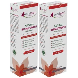                       everteen Yogurt Natural Intimate Wash for Feminine Intimate Hygiene in Teens  2 Packs (105ml each)                                              