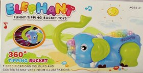 AT Funny Tipping Bucket Elephant  Dog Toy with Multicolor Flash Lights and Music (Elephant)