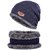 NEW  Ultra Soft Unisex Woolen Beanie Cap Plus Muffler Scarf Set for Men Women Girl Boy - Warm, Snow Proof - NEVY BLUE