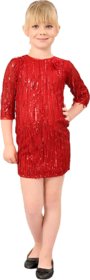 Girls Party Sequence Midi Red Dress