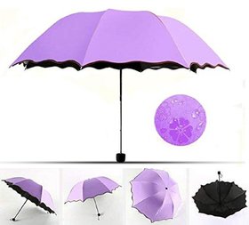 Aseenaa Magic Umbrella Changing Secret Blossoms Occur with Water Magic Colour - Purple 3 Fold Double Layer UV Umbrella
