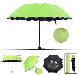 Aseenaa Magic Umbrella Changing Secret Blossoms Occur with Water Magic  Colour - Green 3 Fold Double Layer UV Umbrella