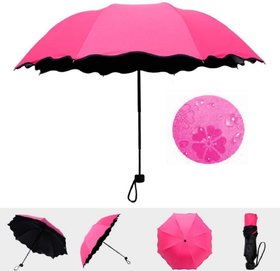 Aseenaa Magic Umbrella Changing Secret Blossoms Occur with Water Magic  Colour - Pink  3 Fold Double Layer UV Umbrella