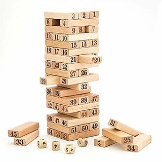 Wooden Blocks Stacking Tumbling Tower Games for Kids Ages 6 and up, 54 Pcs