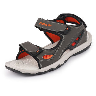 Bata Power Men s Grey Sports Hook Loop Fabric Mesh Sandal and Floaters