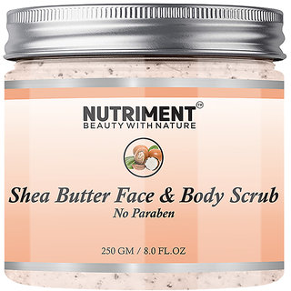 Nutriment Shea Butter Face and Body Scrub 250gm,Removes Dead Skin Cells,Also Removes Blackheads and Complexation of skin
