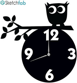 Sketchfab Alu Shape D103 Without Glass Decorative Wooden Wall Clock Non Ticking Silent - BLACK