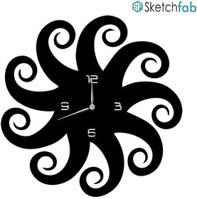 Sketchfab Throat Chakra Shape D104 Without Glass Decorative Wooden Wall Clock Non Ticking Silent - BLACK