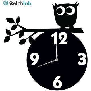 Sketchfab Alu Shape D103 Without Glass Decorative Wooden Wall Clock Non Ticking Silent - BLACK