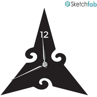 Sketchfab Picock Shape D106 Without Glass Decorative Wooden Wall Clock Non Ticking Silent - BLACK