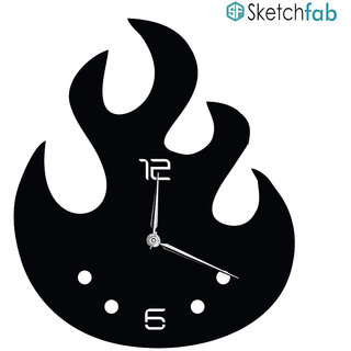Sketchfab Fan Shape D112 Without Glass Decorative Wooden Wall Clock Non Ticking Silent - BLACK