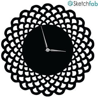 Sketchfab Anchor Shape D117 Without Glass Decorative Wooden Wall Clock Non Ticking Silent - BLACK
