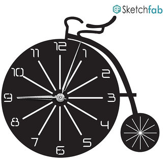 Sketchfab Wooden Steering Ship Shape D114 Without Glass Decorative Wooden Wall Clock Non Ticking Silent - BLACK