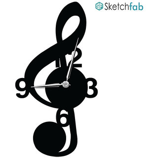 Sketchfab Duck Couple Shape D120 Without Glass Decorative Wooden Wall Clock Non Ticking Silent - BLACK