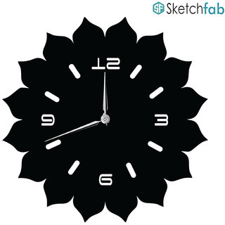 Sketchfab Music Shape D121 Without Glass Decorative Wooden Wall Clock Non Ticking Silent - BLACK