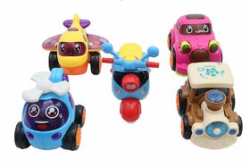 Abhi Toys Set of 5 Unbreakable Friction Powered Automobile Car Scooter Helicopter Plane Train Toys for Kids