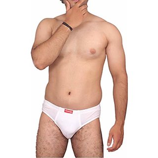 Buy VIP Frenchie Plus White Men's Brief (Pack of 6,Color white