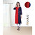 Fabclub Women's Rayon Plain Straight Designer Kurti (Navy Blue  Red)
