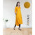 Fabclub Women's Rayon Solid Plain Asymmetric A-Line Designer Kurti (Mustard Yellow)