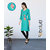 Fabclub Rayon Embroidered Straight Women Kurti (Turquoise)