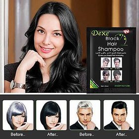 Dexe Black Hair Shampoo 5 Mins Dye Hair Into Natural Black (10 Sachets)